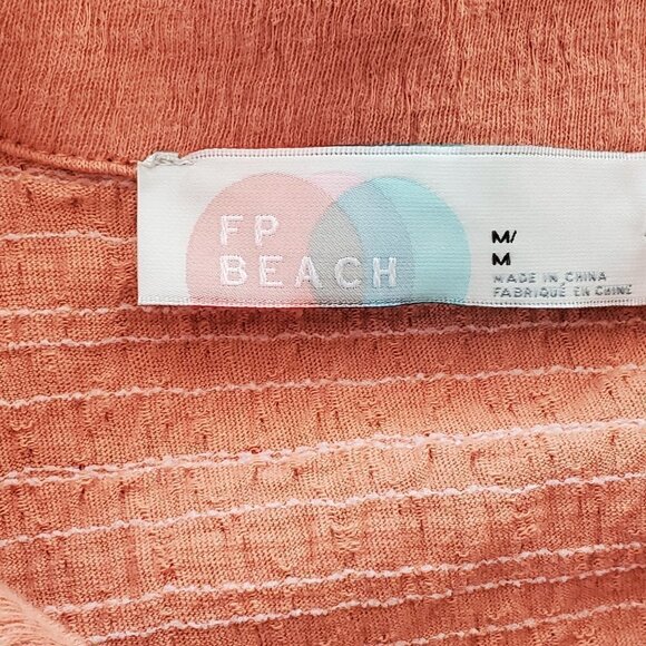 FP Beach Free People Tunic Top Size M Button Up Boho Long Flowy Dress oversized - Picture 7 of 7